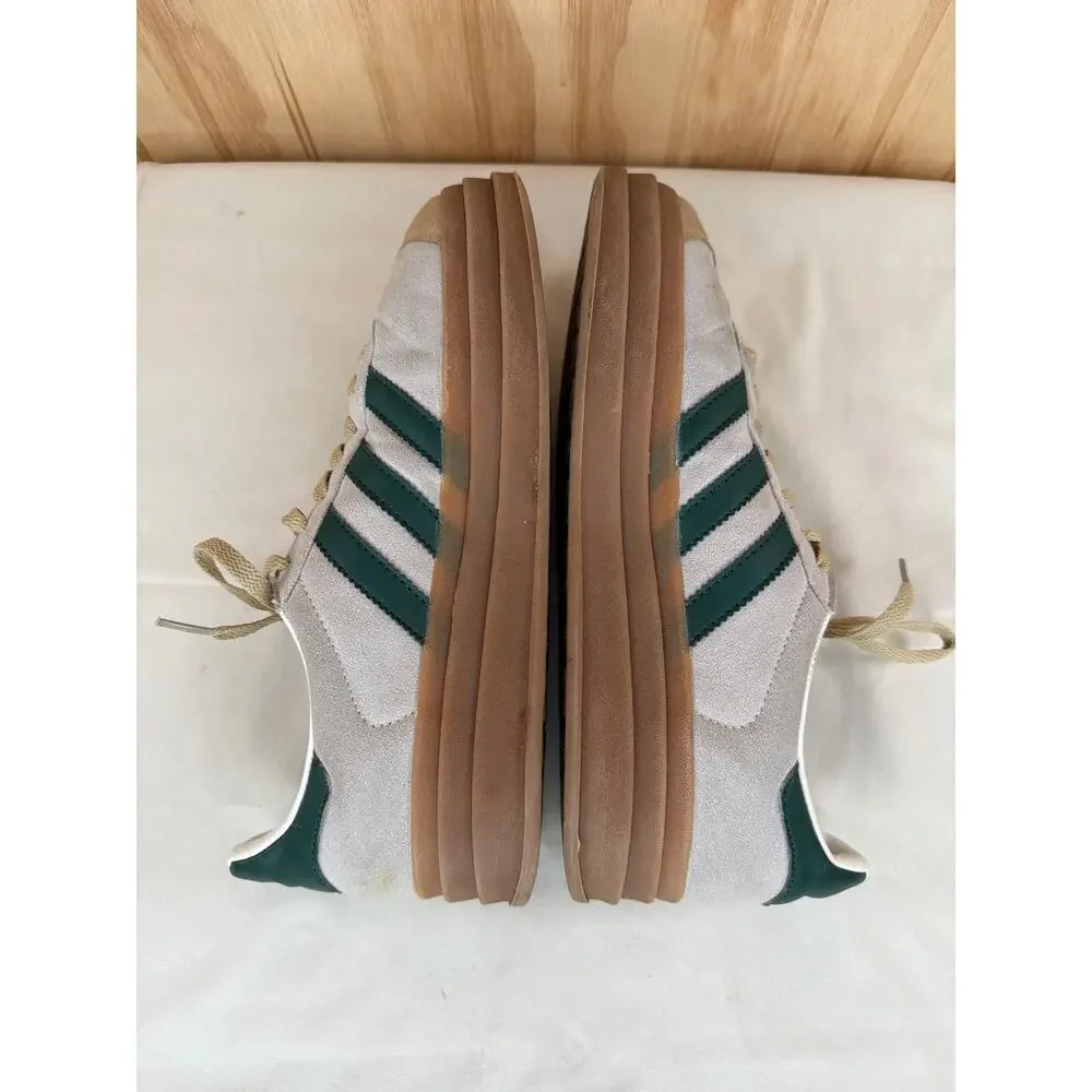 Adidas Gazelle Bold Platform Sneakers Cream Tan Green Women 8.5 Streetwear Retro